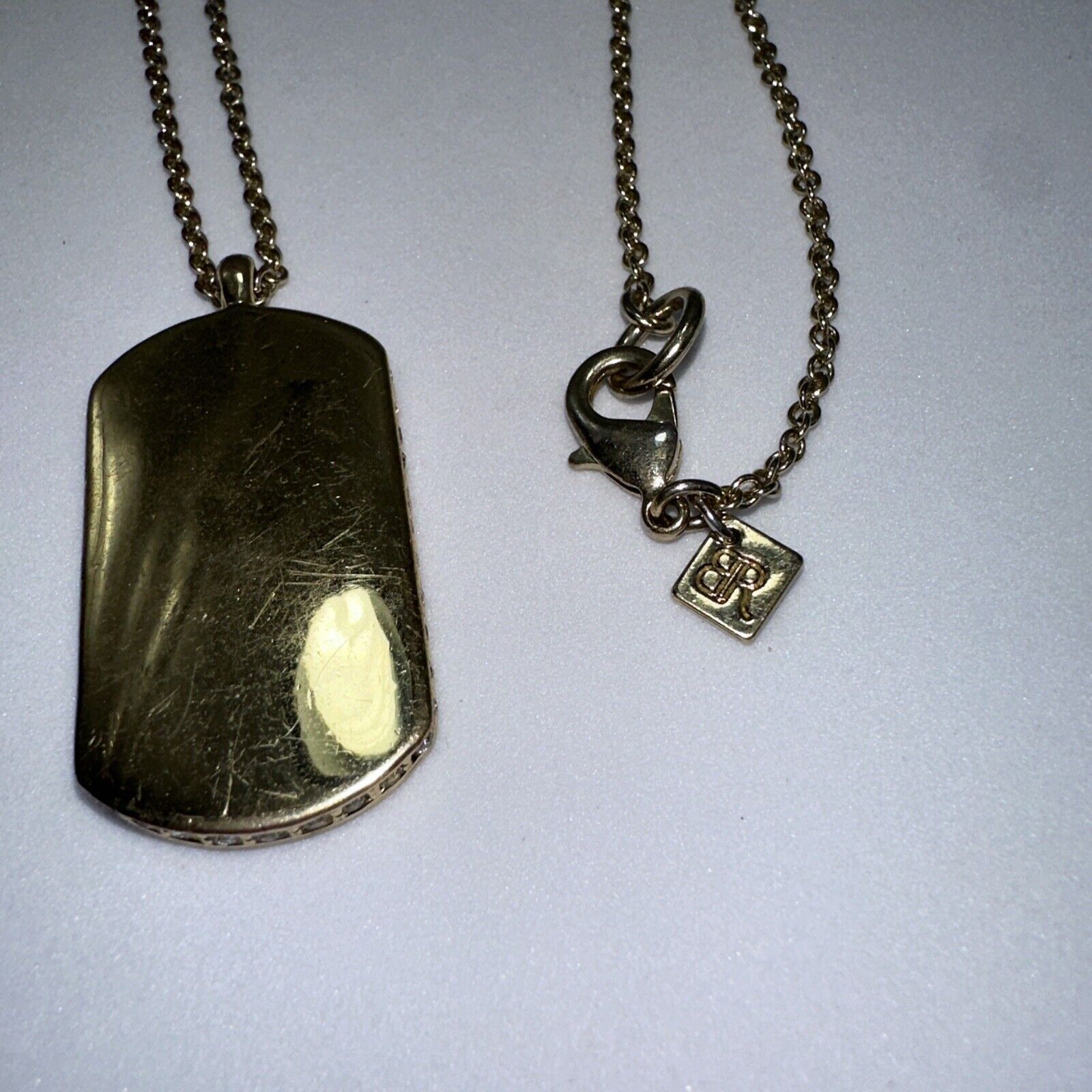 Banana Republic Banana Republic Marked Dog Tag I.D. Gold Rhinestone Necklace Size ONE SIZE - 4 Thumbnail