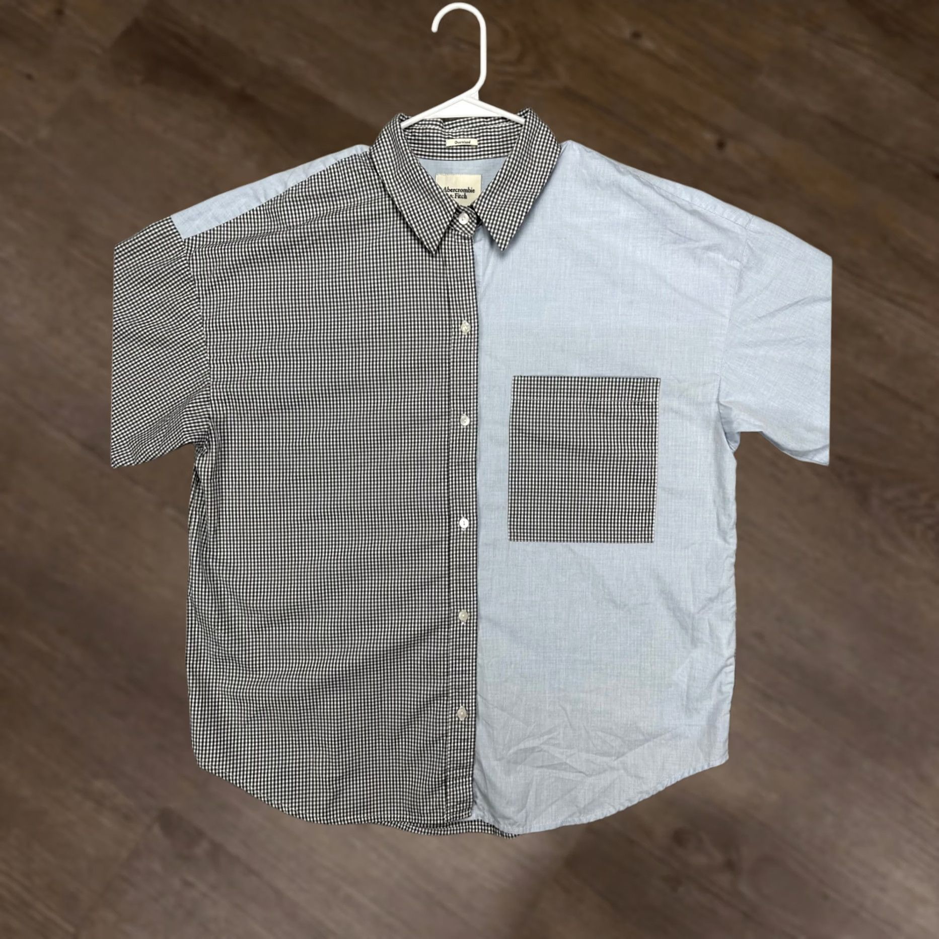 Abercrombie & Fitch Abercrombie & Fitch Shirt Womens Large Blue Black Oversized Colorblock Button Down Size L / US 10 / IT 46 - 1 Thumbnail