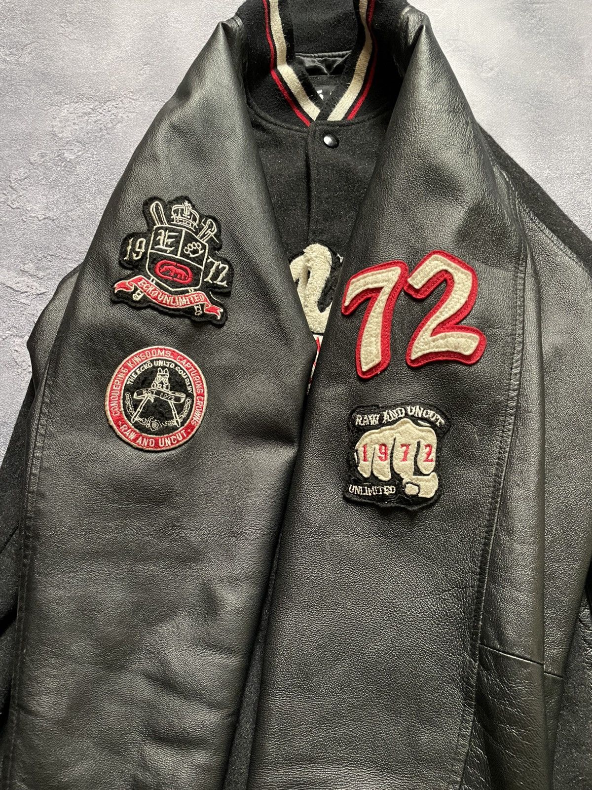 Ecko Unltd. × Vintage Vintage Ecko Unltd Y2K Wool Leather Varsity Bomber Jacket Size US XL / EU 56 / 4 - 5 Thumbnail