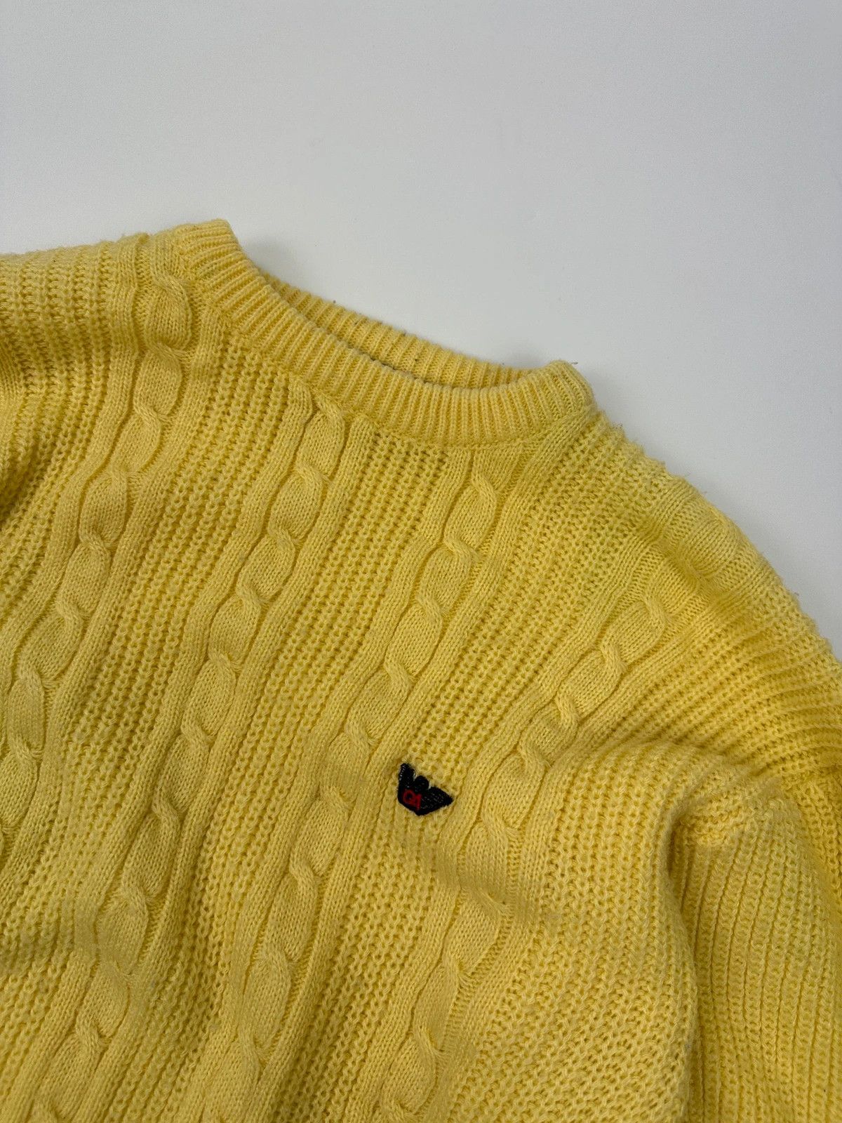 Emporio Armani Emporio Armani 90’s Cable Knit Yellow Sweater Size US M / EU 48-50 / 2 - 2 Thumbnail