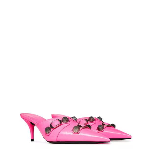 Balenciaga o1g2r1mq0924 Cagole Heeled Mules in Fluo Pink Size US 7 / IT 37 - 3 Thumbnail
