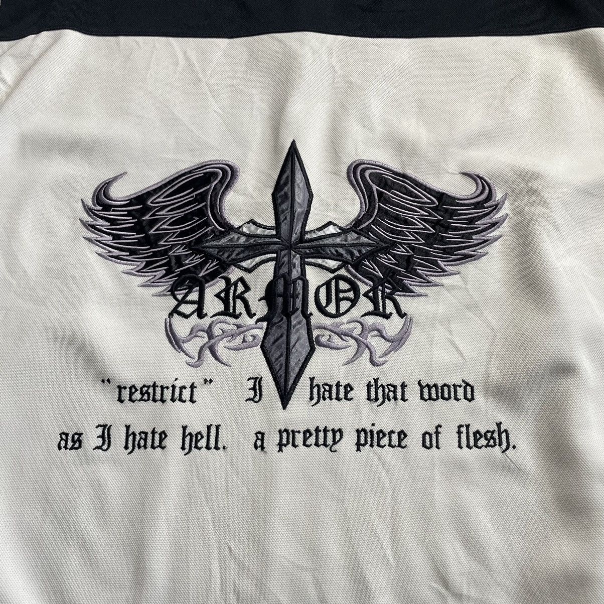 If Six Was Nine 🇯🇵☠️ ARMOR WORDING CROSS 2 TONES KNITTED SWEATSHIRT Size US L / EU 52-54 / 3 - 20 Thumbnail