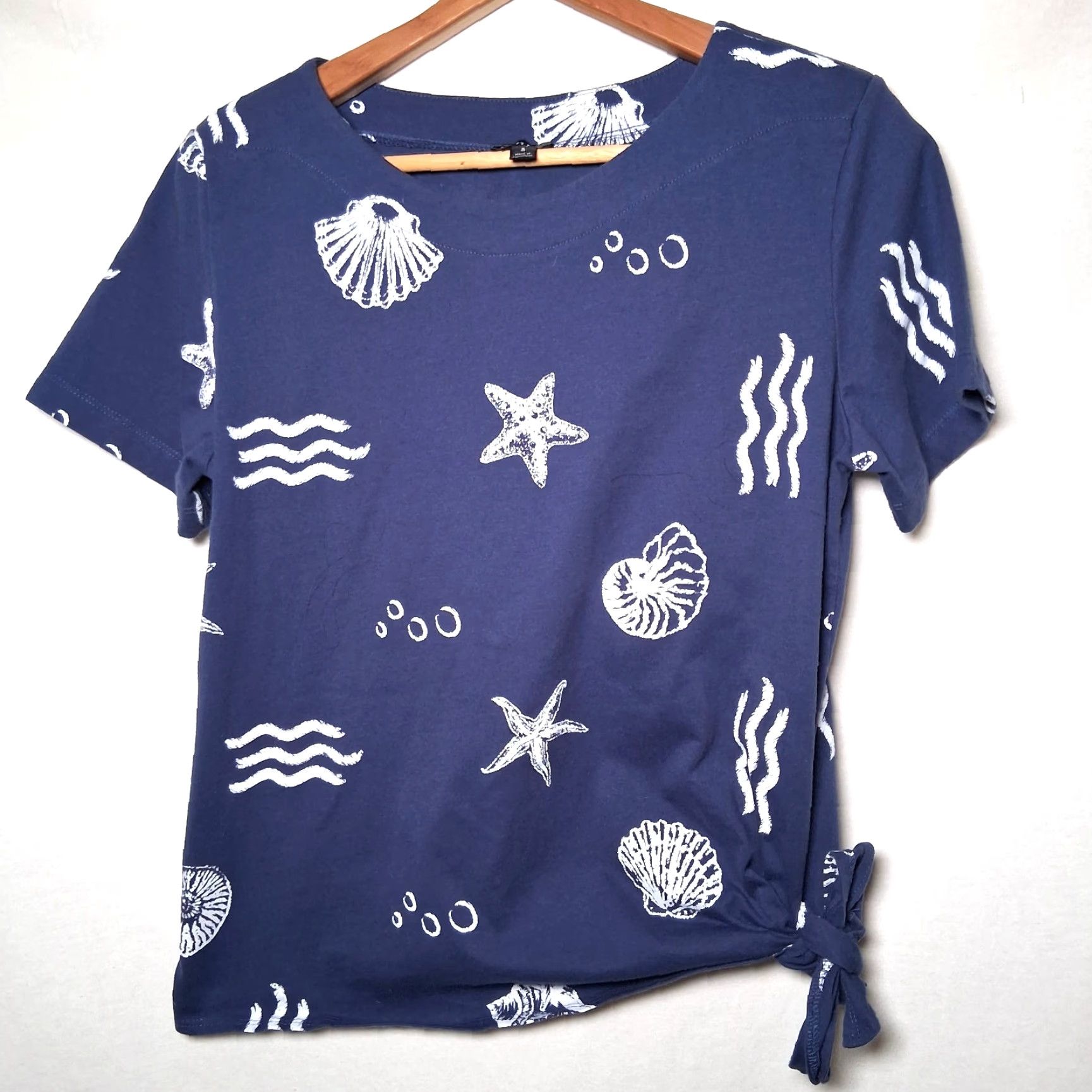 Vintage Links Shirt Women Small Blue Tie Waist Starfish Seashell Beach Beachy Coastal Size S / US 4 / IT 40 - 2 Thumbnail