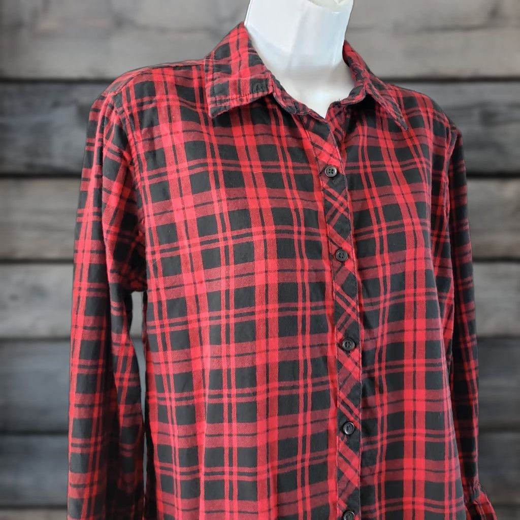 Bell VINTAGE Beach Lunch Lounge Womens Button Front Shirt Sz Small Red Plaid Bell Sleeve Size S / US 4 / IT 40 - 1 Thumbnail