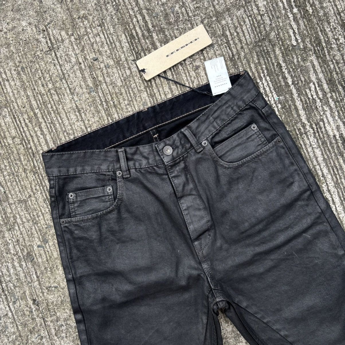 Rick Owens Drkshdw Rick Owens DRKSHDW Detroit Black Wax Cropped Cut Jeans Size US 31 - 8 Thumbnail