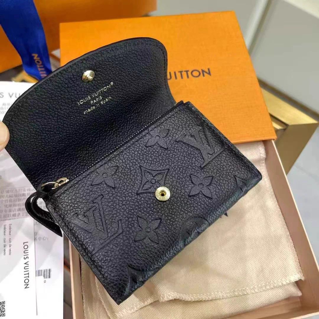 Louis Vuitton LV Rosalie short snap embossed leather cardholder black Size ONE SIZE - 6 Thumbnail