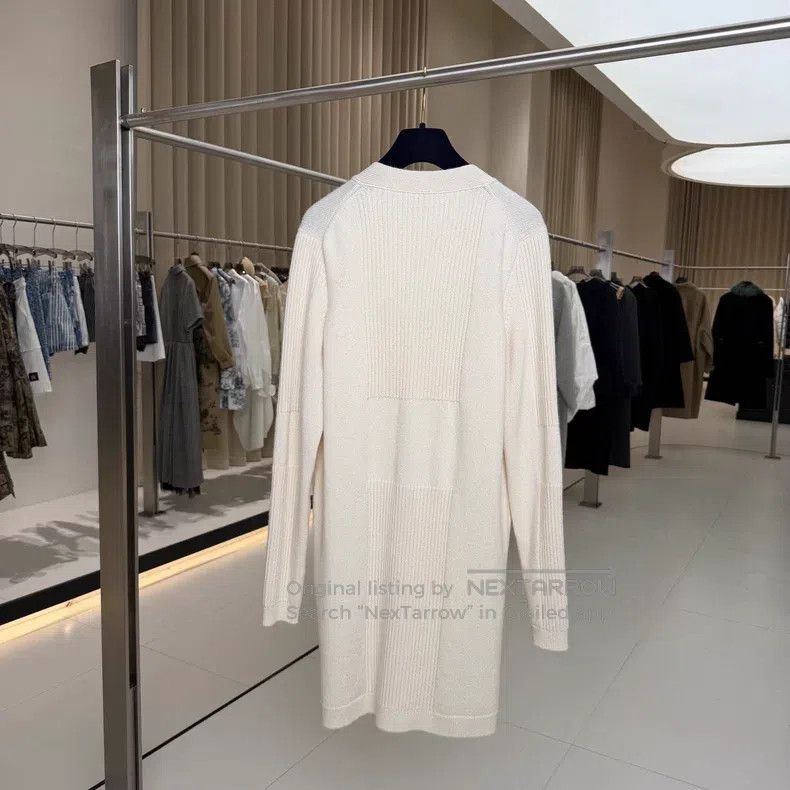 Hermes Hermes Ivory Vertical Striped Mid-Length Wool Open Cardiga Size XS / US 0-2 / IT 36-38 - 2 Thumbnail
