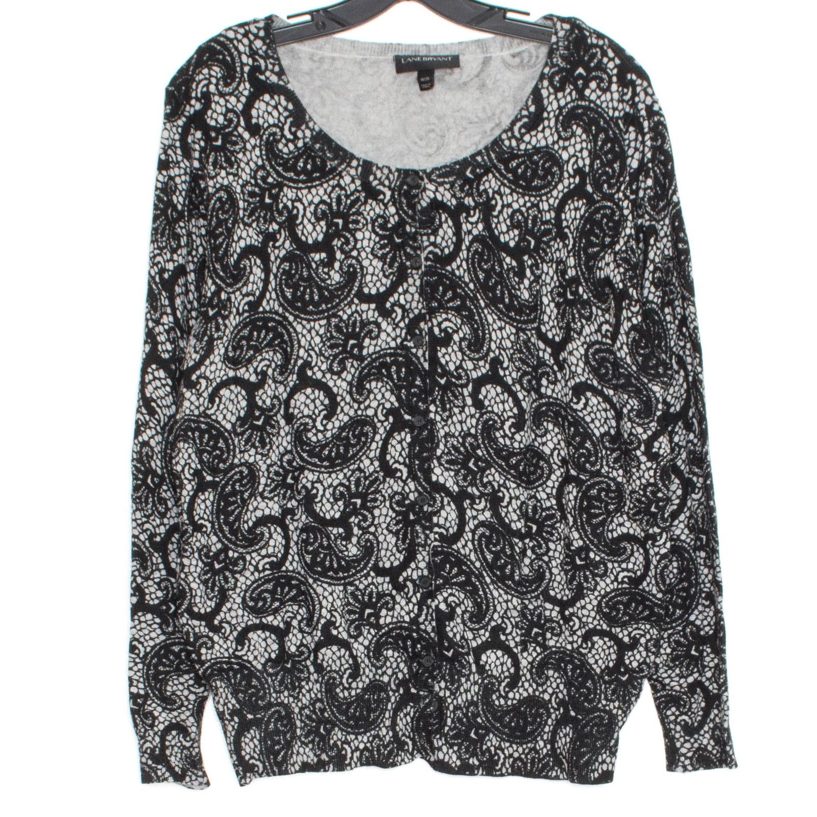 Other Lane Bryant Cardigan Paisley Gray Romantic Whimsigoth 18/20 Size XXL / US 16-18 / IT 52-54 - 1 Thumbnail