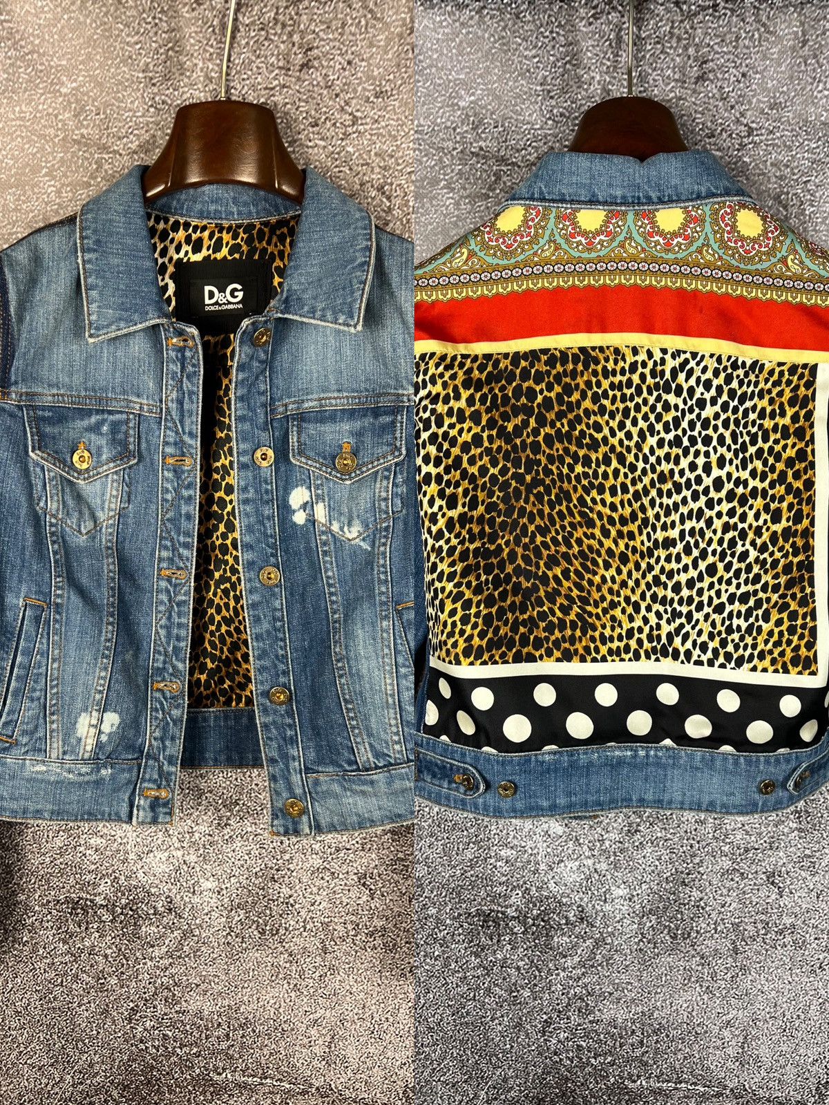 Designer × Dolce & Gabbana Dolce & Gabbana denim trucker jacket animal dotted ornaments Size M / US 6-8 / IT 42-44 - 1 Thumbnail