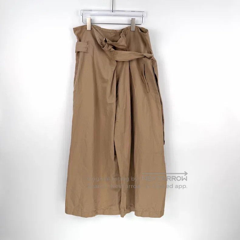 Loewe Loewe size S Khaki Cotton Linen Wide Leg Pants with Leather Size 26" / US 2 / IT 38 - 3 Thumbnail