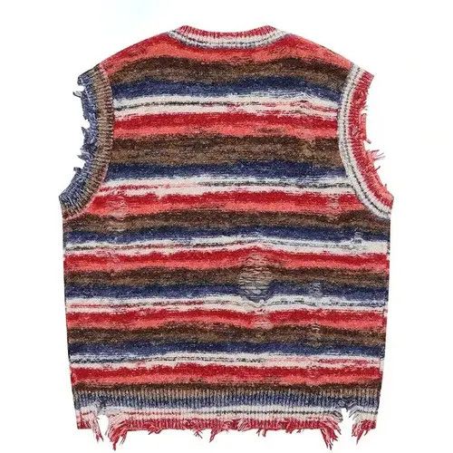Other Sleeveless Knitted Jumper Sweater Ripped Streetwear Pullover Size US M / EU 48-50 / 2 - 2 Thumbnail
