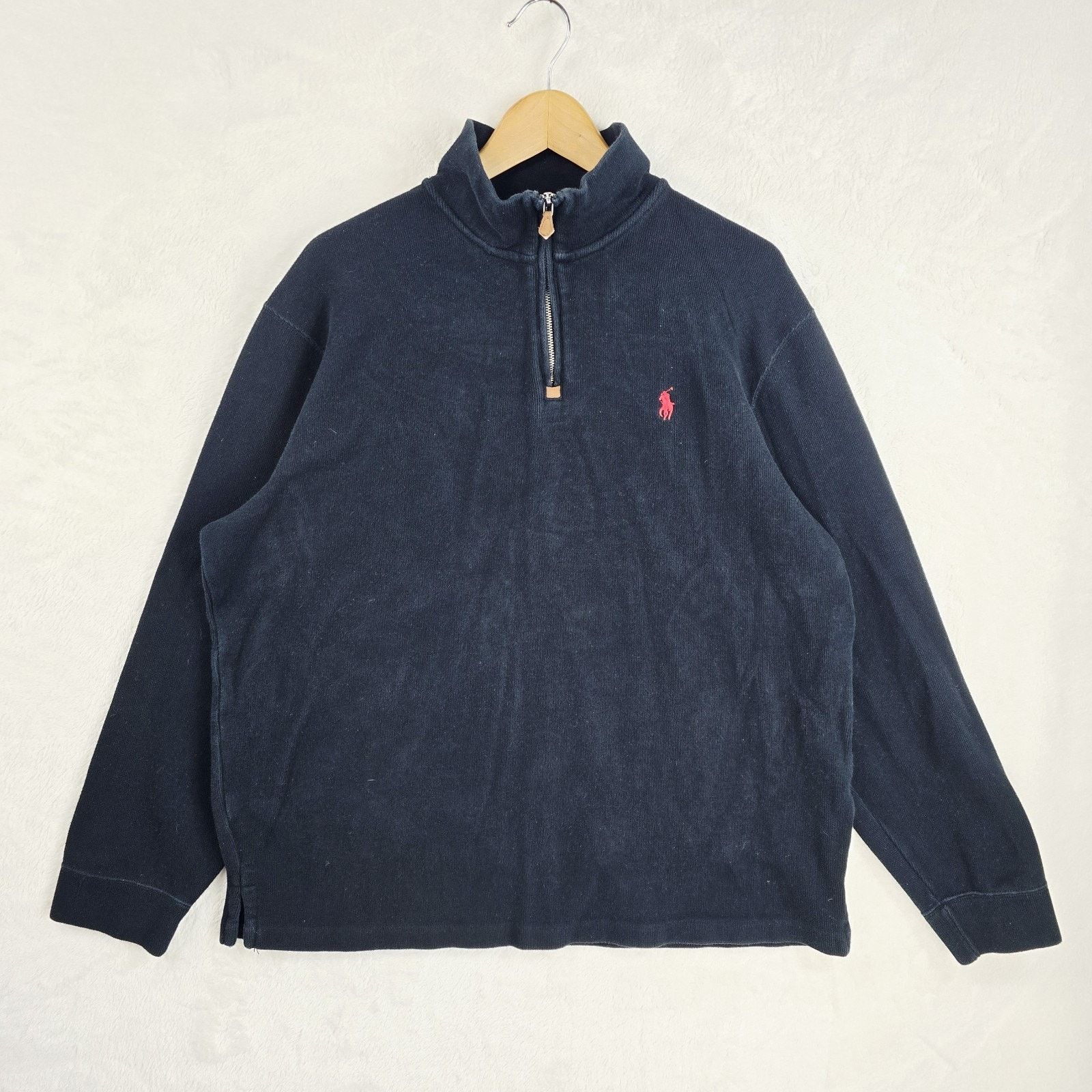 Polo Ralph Lauren Polo Ralph Lauren 1/4 Zip Sweater Size XL Black Red Pony Size US XL / EU 56 / 4 - 2 Thumbnail