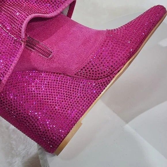 Other Betty Sparkling Pink Rhinestone Skirted Fold Over Calf Boots Size US 6 / IT 36 - 8 Thumbnail