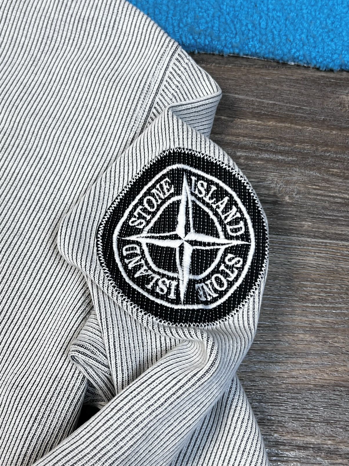 Stone Island Vintage Stone Island Embroidered Logo Stripped Grey Sweater Size US L / EU 52-54 / 3 - 5 Thumbnail