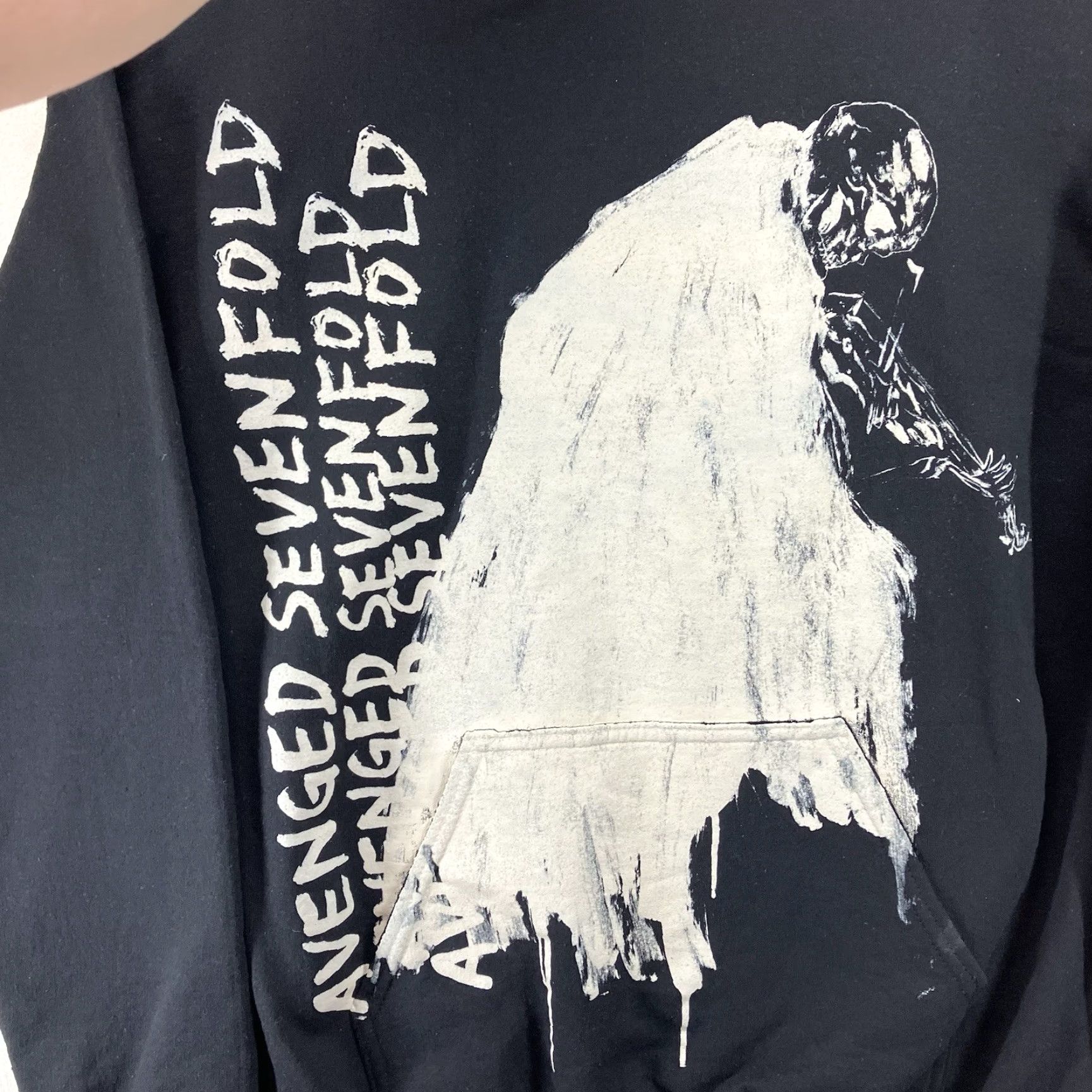 Vintage Avenged Sevenfold Hoodie Medium Black With White Paint Front Graphic A7X Size M / US 6-8 / IT 42-44 - 4 Thumbnail