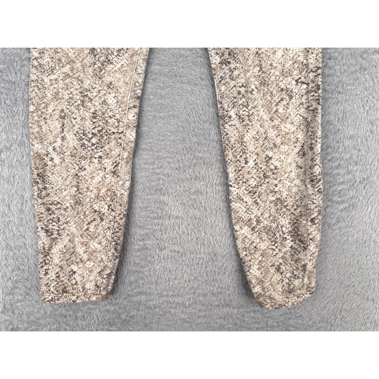 Express Express Jeans Womens 00 Beige Denim Snake Pattern Skinny Mid Rise Cotton 24x27 Jeans Size 24" / US 00 / IT 34 - 2 Thumbnail