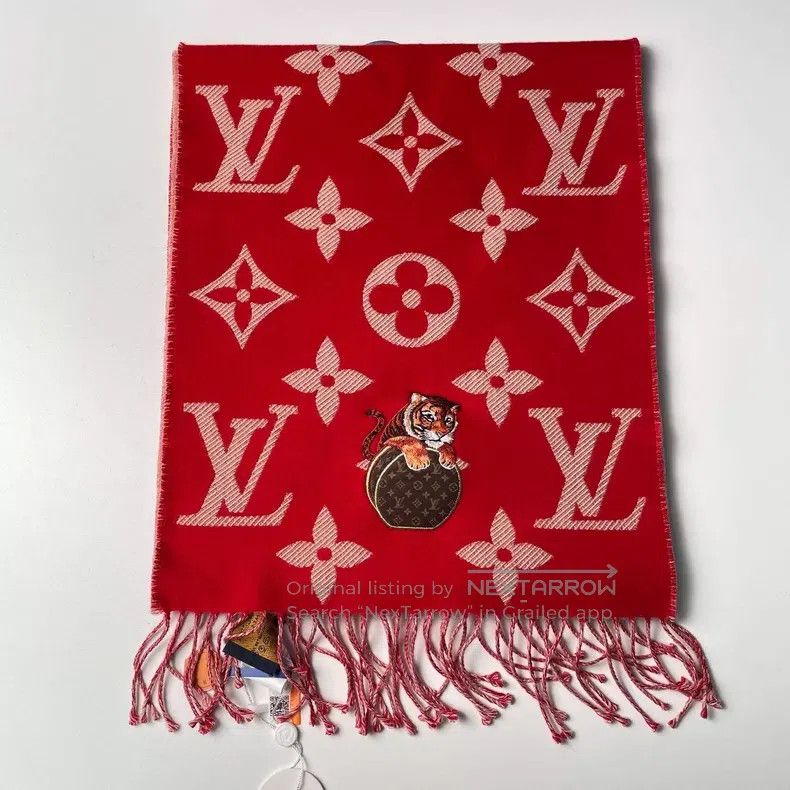 Louis Vuitton Louis Vuitton PRECIOUS TIGER Red Wool Scarf for the Year o Size ONE SIZE - 2 Thumbnail