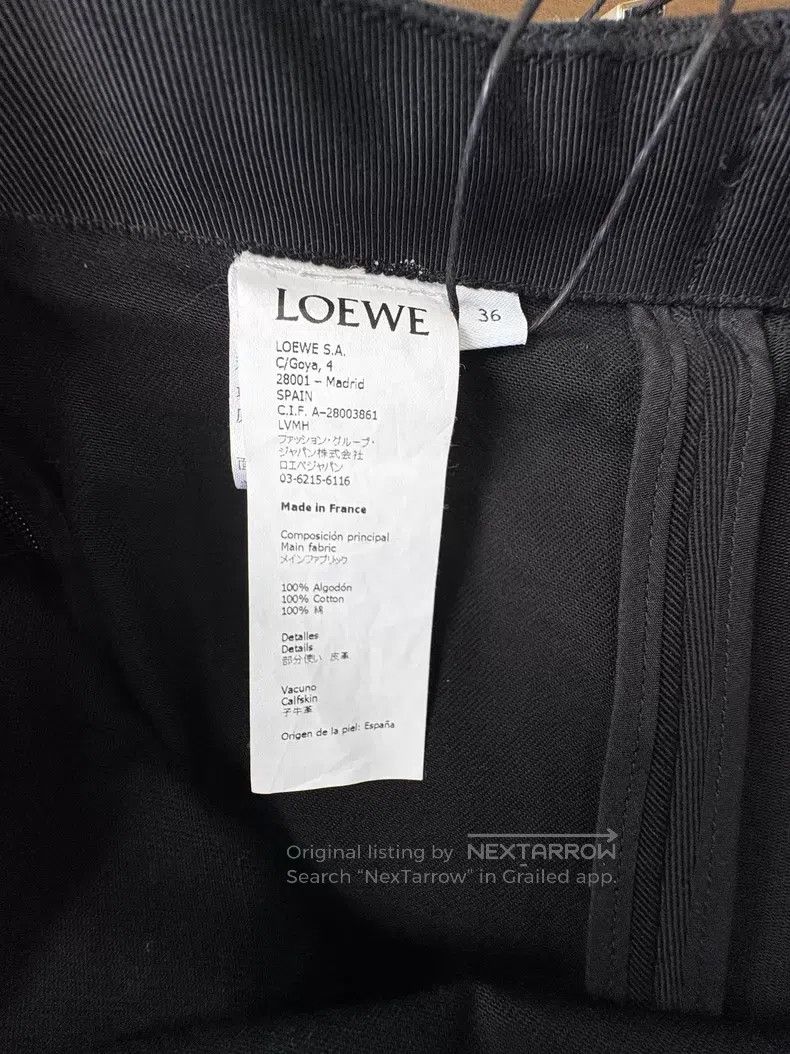 Loewe Loewe 100% cotton, black calf leather tie belt half-skirt Size 24" / US 00 / IT 34 - 6 Thumbnail