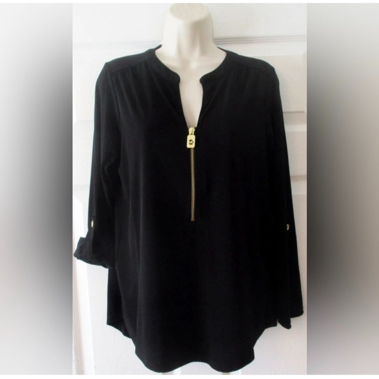 Other Michael Michael Kors Womens Blouse Tunic Black Zip Front 3X Size 3XL / US 20-22 - 13 Thumbnail