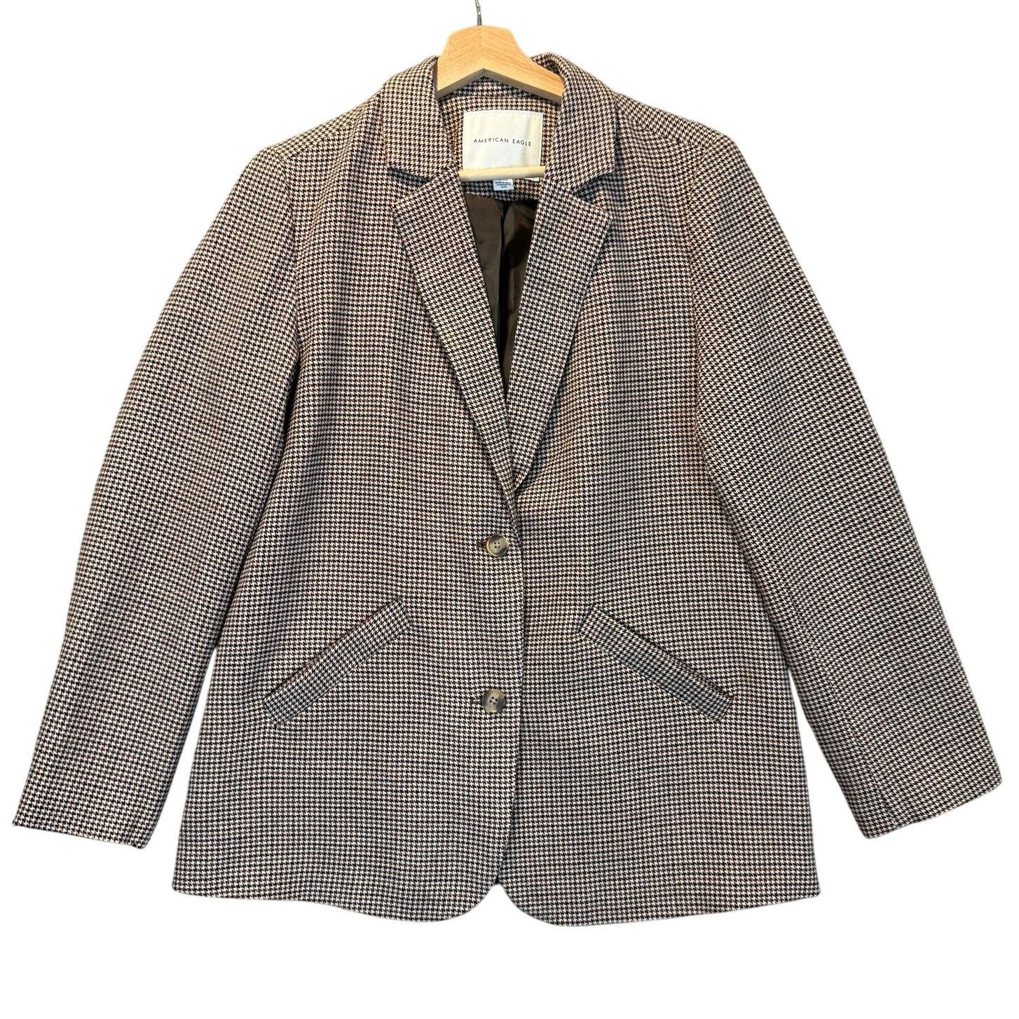 American Eagle Outfitters American Eagle Brown Plaid Houndstooth Academic Blazer S Size S / US 4 / IT 40 - 1 Thumbnail