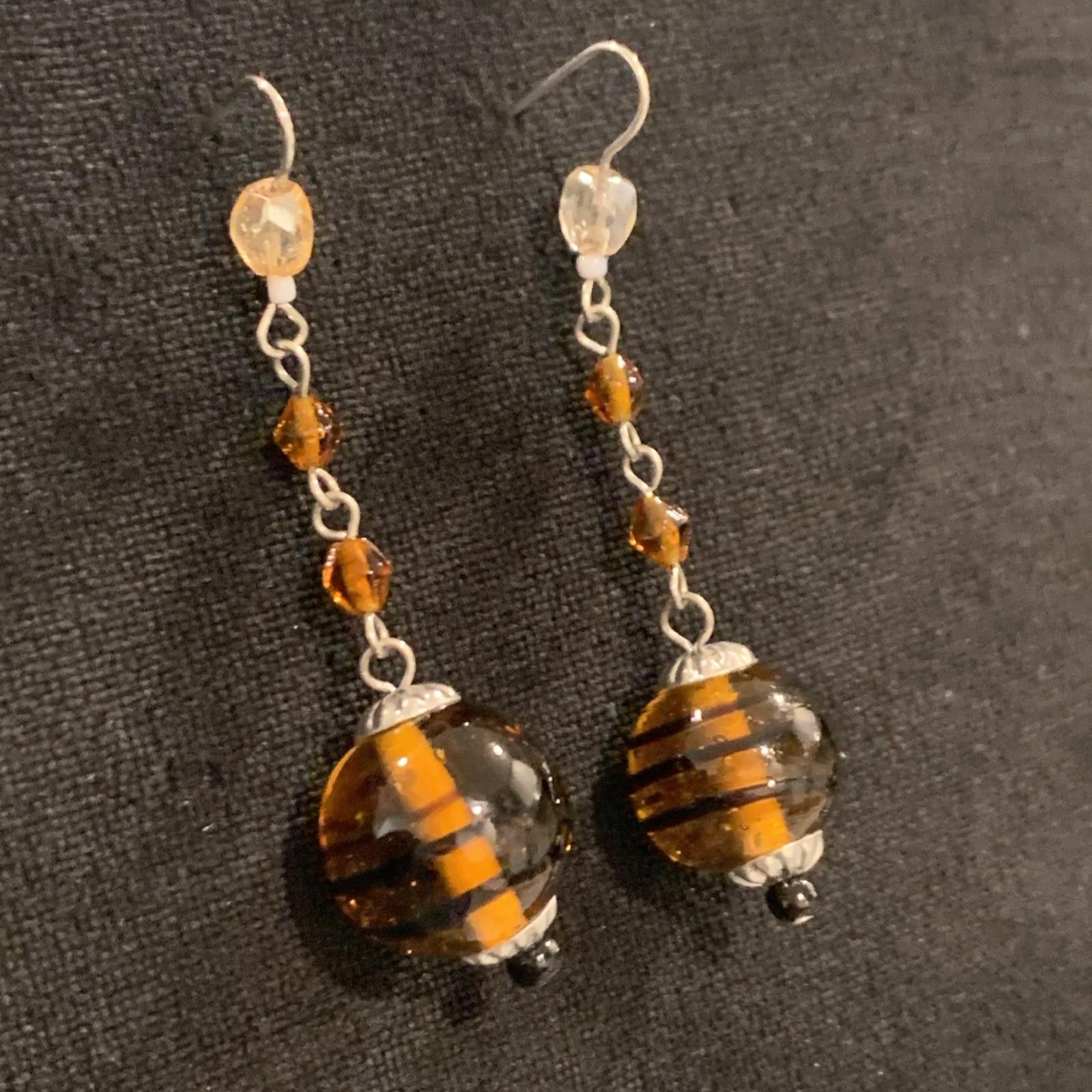 The Unbranded Brand Orange Glass Lampwork Drop Dangle Beads Vintage Handmade Size ONE SIZE - 4 Thumbnail