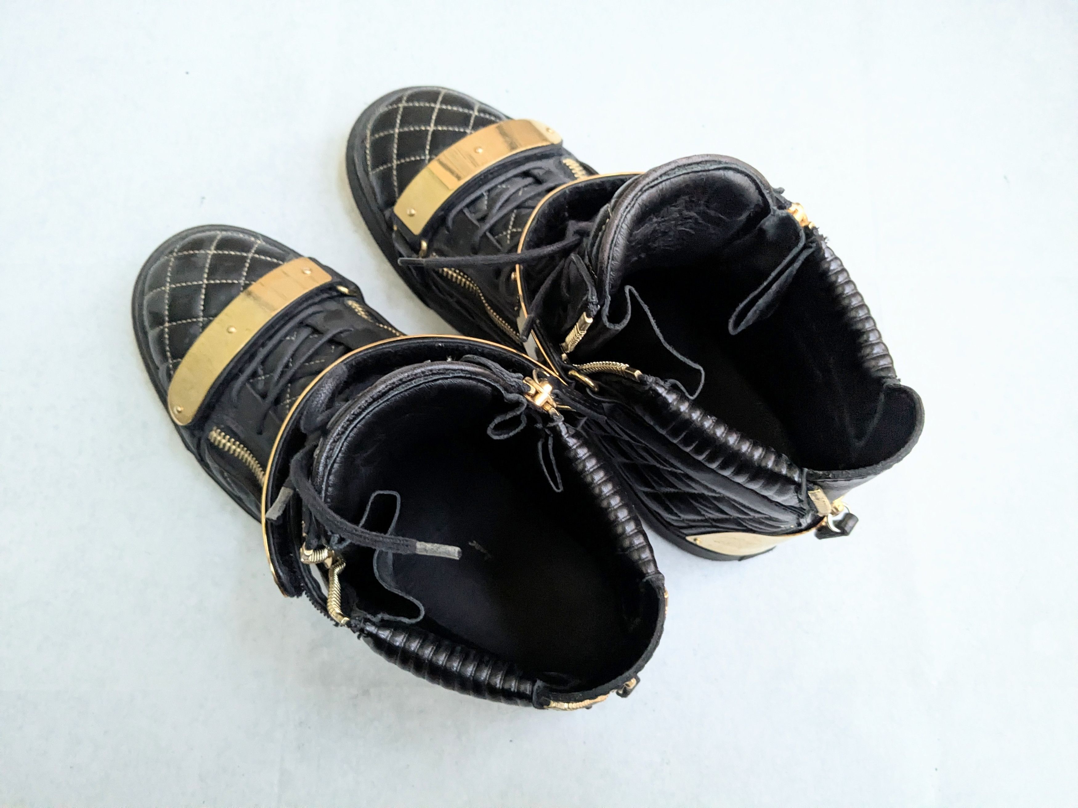 Giuseppe Zanotti Giuseppe Zanotti Sneakers Black Gold 13 46 High Tops Leather Size US 13 / EU 46 - 13 Thumbnail
