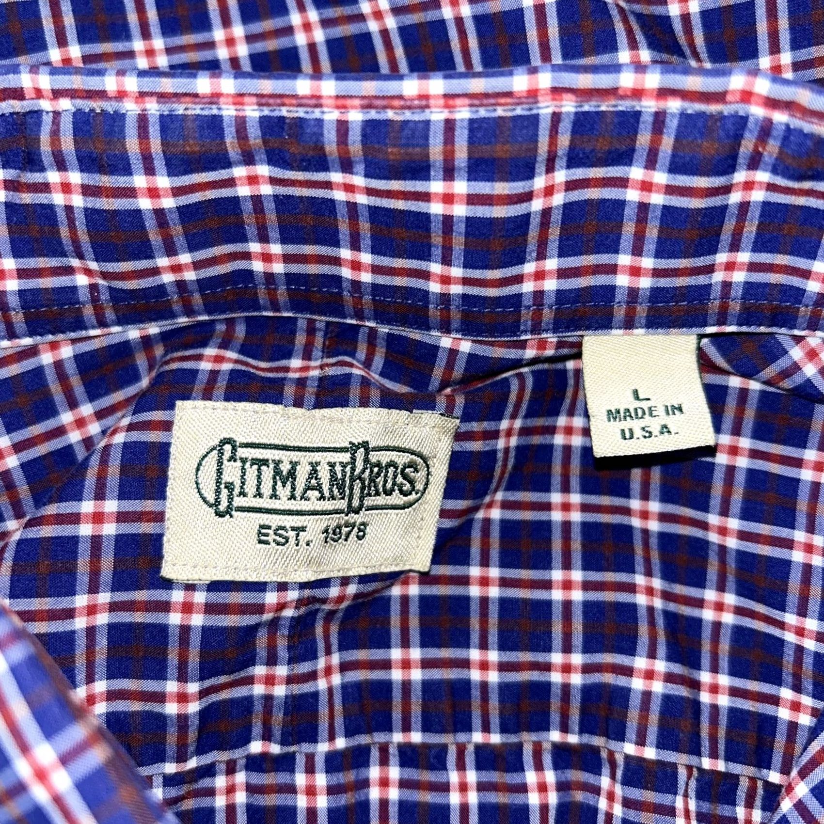 Vintage VINTAGE Gitman Bros Plaid Blue Button Up Shirt Long Sleeve USA Made Size Large Mens Regular Button-Down Collar Size US L / EU 52-54 / 3 - 6 Thumbnail