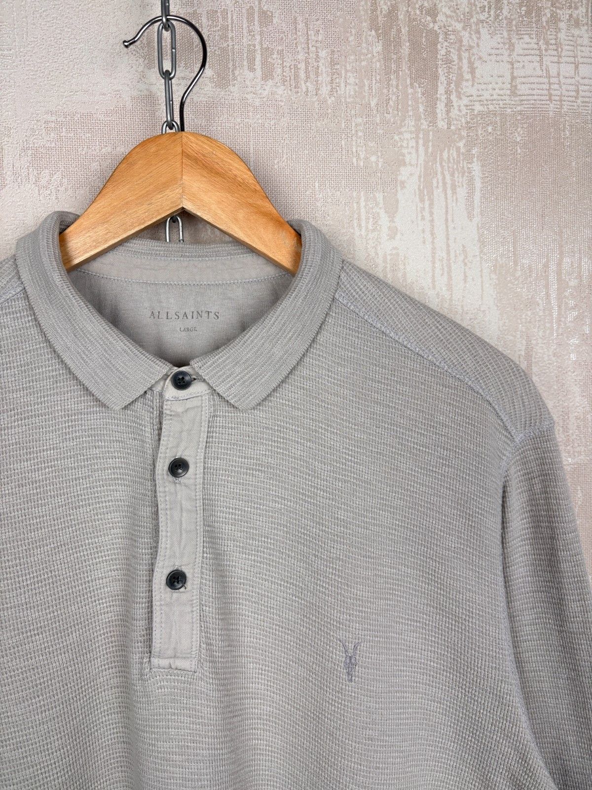 Allsaints AllSaints Clash Long Sleeve Polo Waffle Textured Size L Size US L / EU 52-54 / 3 - 1 Thumbnail