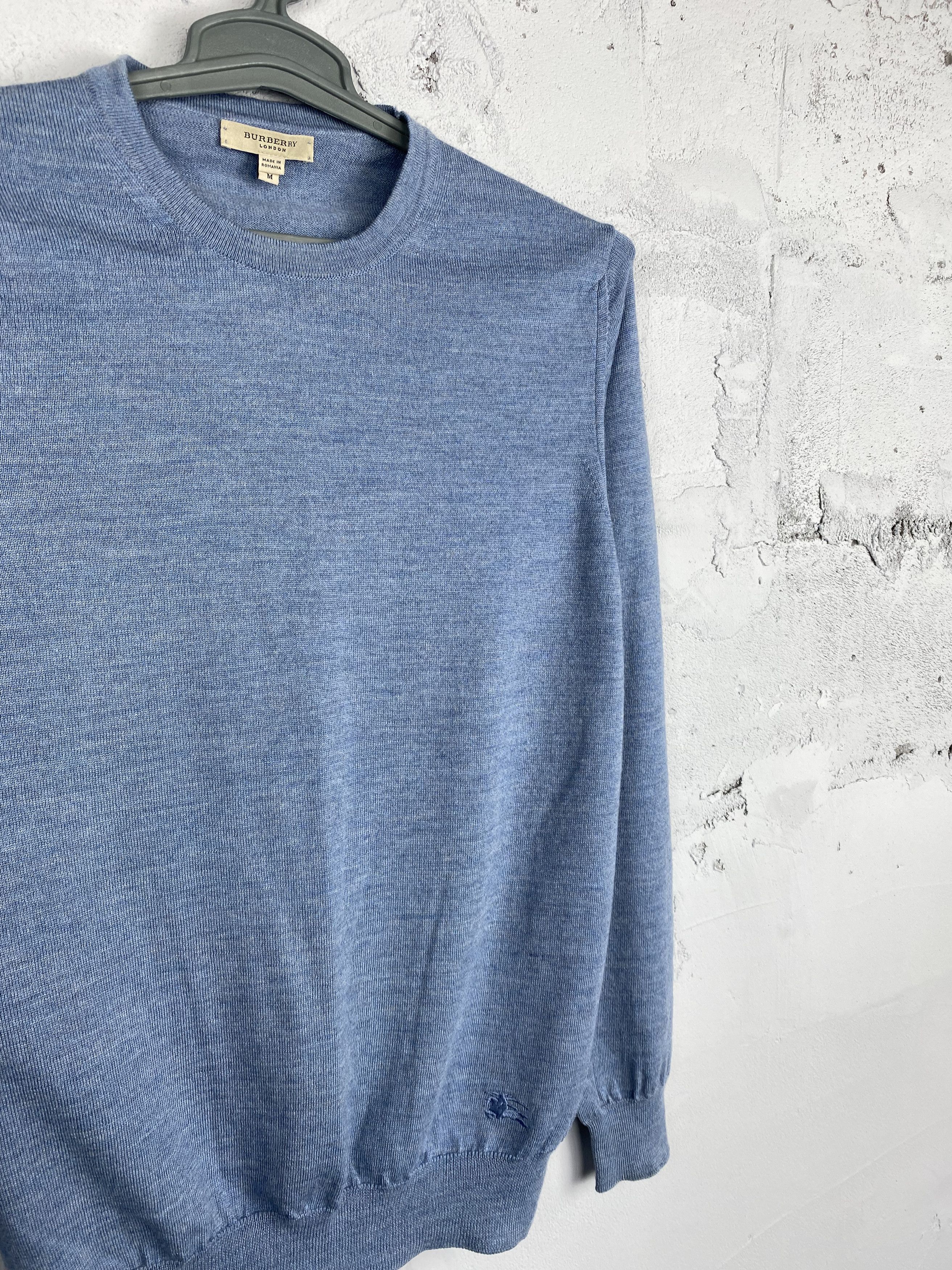 Burberry Vintage Burberry Baby Blue Wool Sweater Knitwear Size US M / EU 48-50 / 2 - 2 Thumbnail