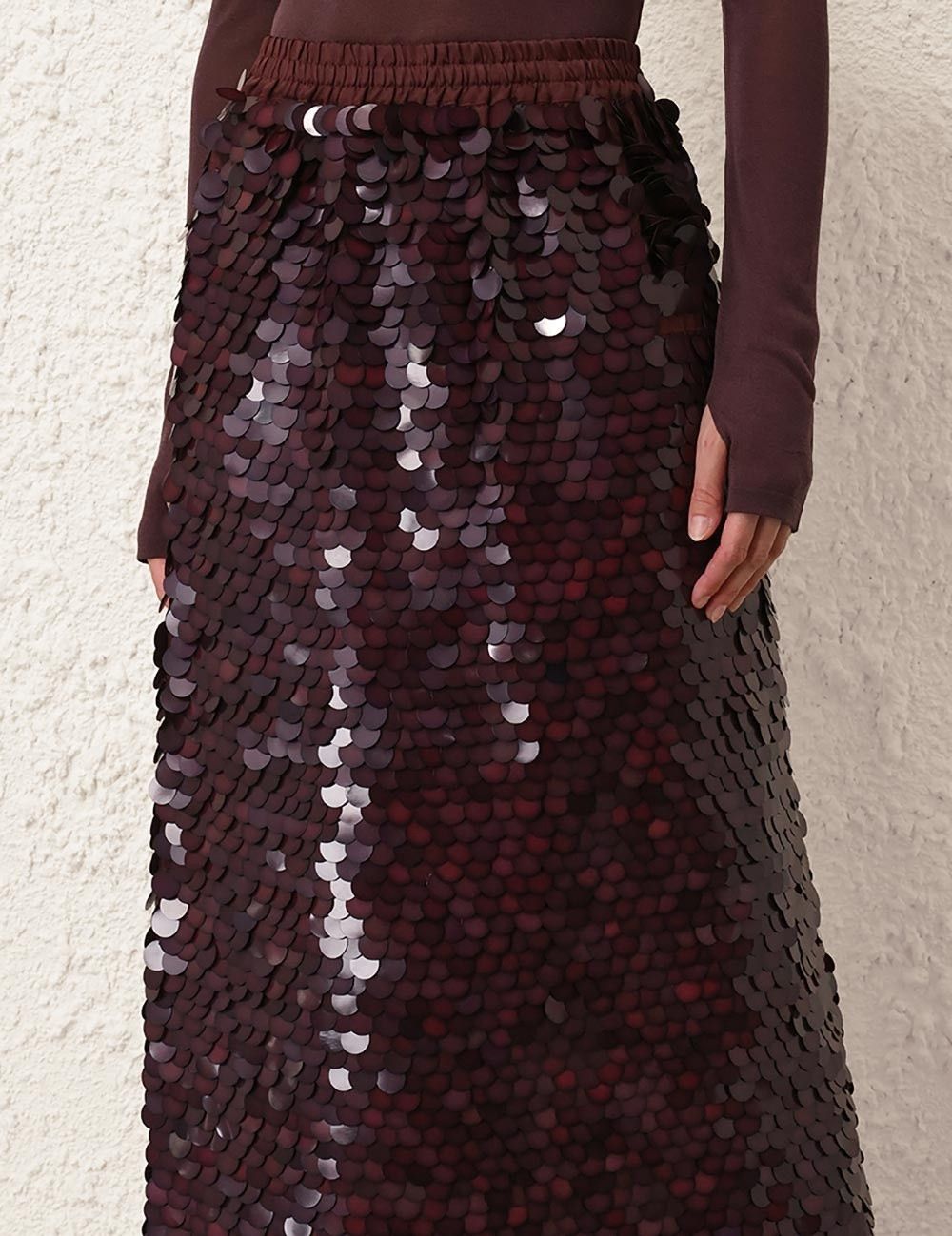 Zimmermann oc11z0925 Eden Sequin Maxi Skirt in Burgundy Size 34" / US 12 / IT 48 - 5 Thumbnail