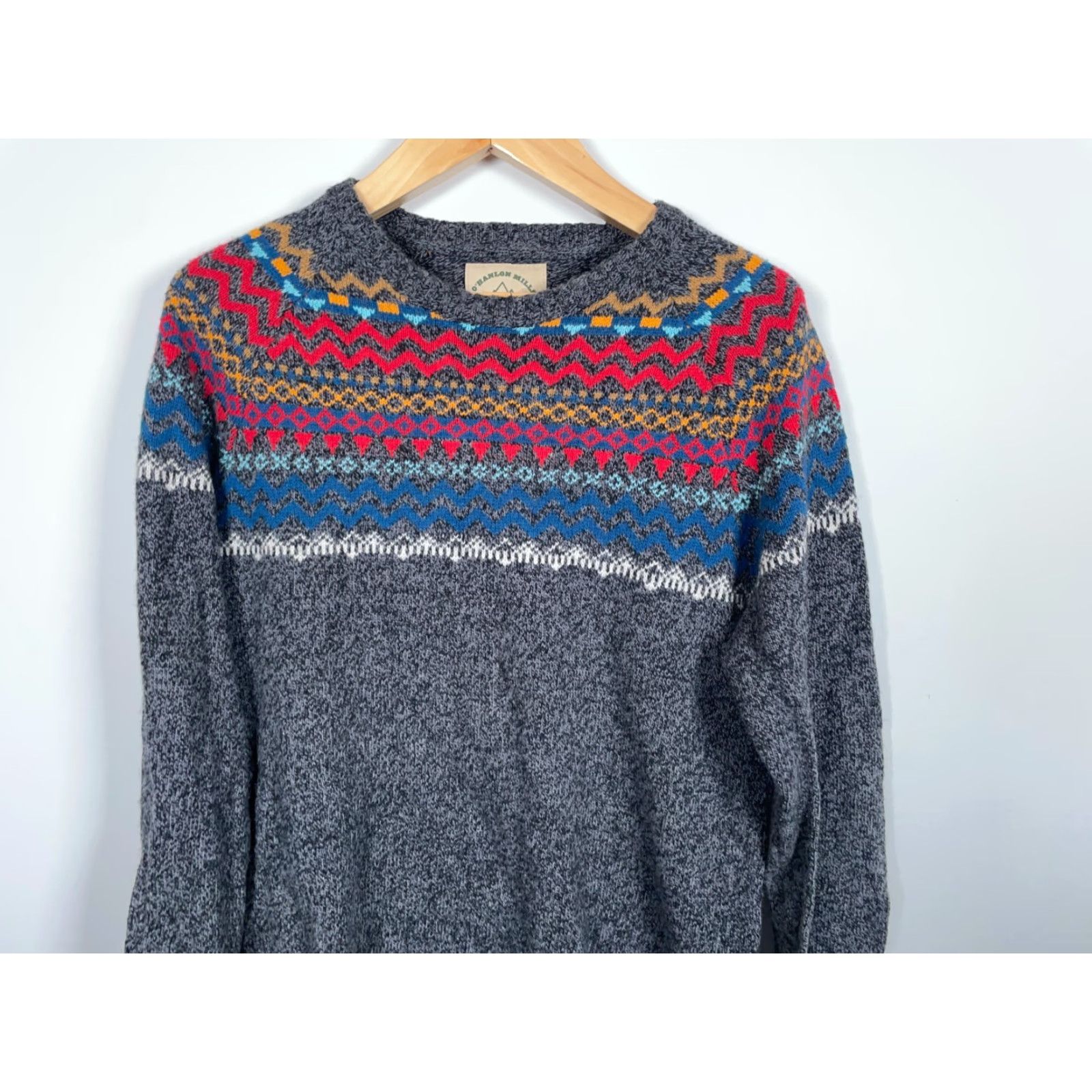 Vintage O'Hanlon Mills Fair Isle Sweater Men's M Gray Lightweight Knit Pullover Casual 90s Dad Retro Mens Size US M / EU 48-50 / 2 - 4 Thumbnail