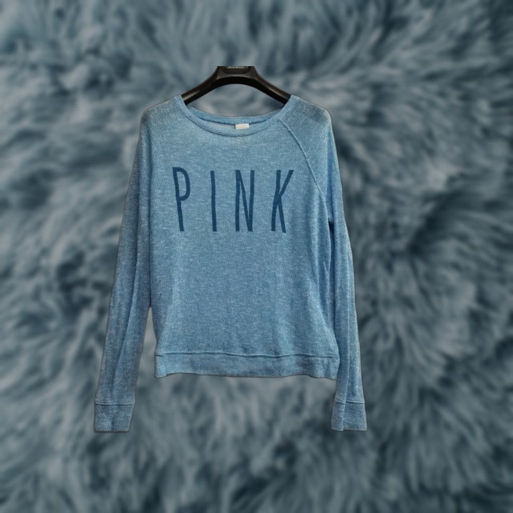 Vintage Pink Victoria's Secret PINK Womens Pullover Sweatshirt Long Sleeve XS Blue Logo Size XS / US 0-2 / IT 36-38 - 1 Thumbnail