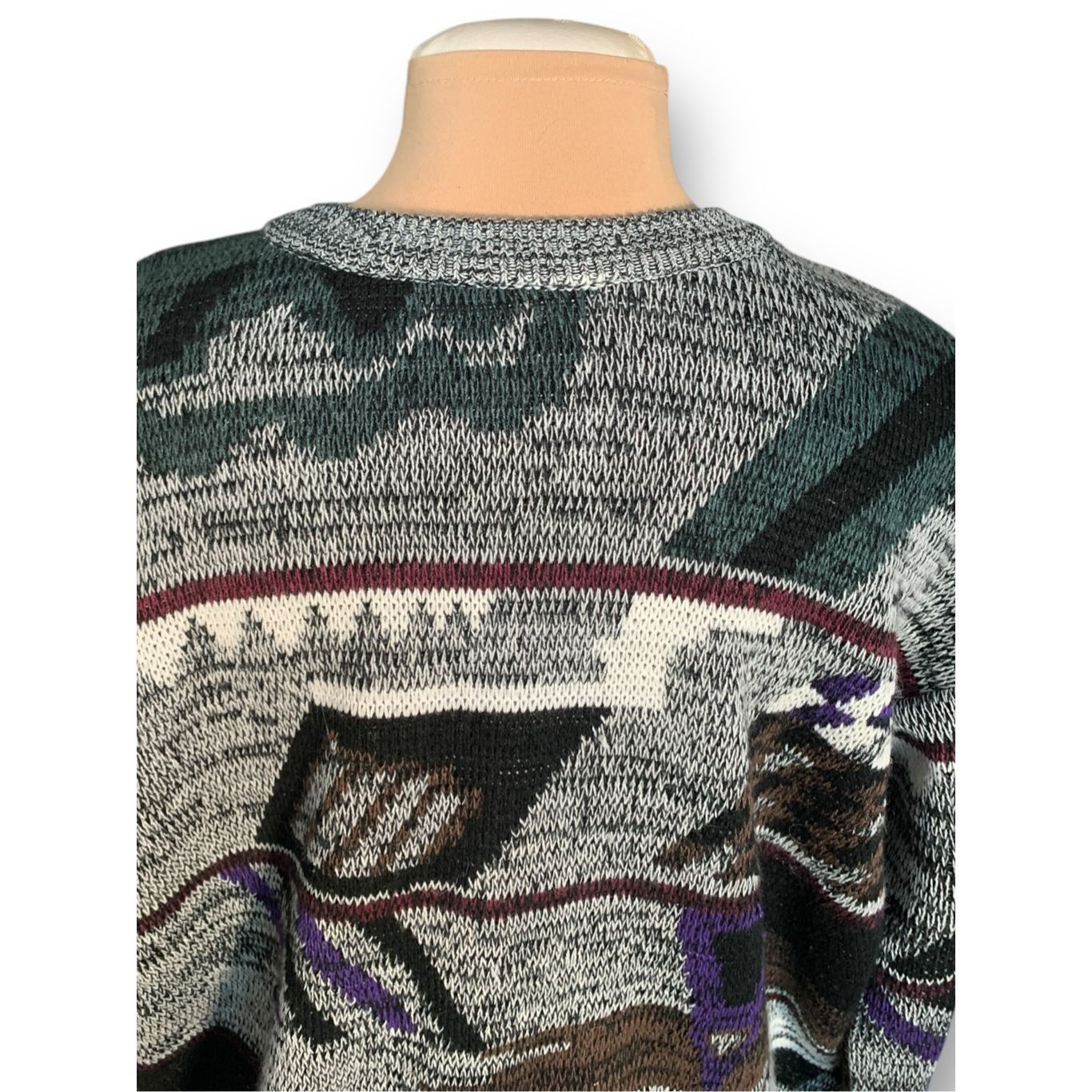 Vintage Vintage Sir William Geometric Knit Sweater Gray Purple Pullo Size US XXL / EU 58 / 5 - 5 Thumbnail