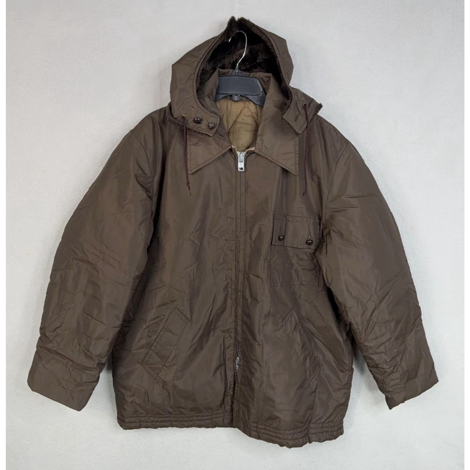 Vintage VINTAGE Parka Coat Mens XL Hooded Quilted Insulated Removable Hood Nylon Brown ZIP Size US XL / EU 56 / 4 - 2 Thumbnail