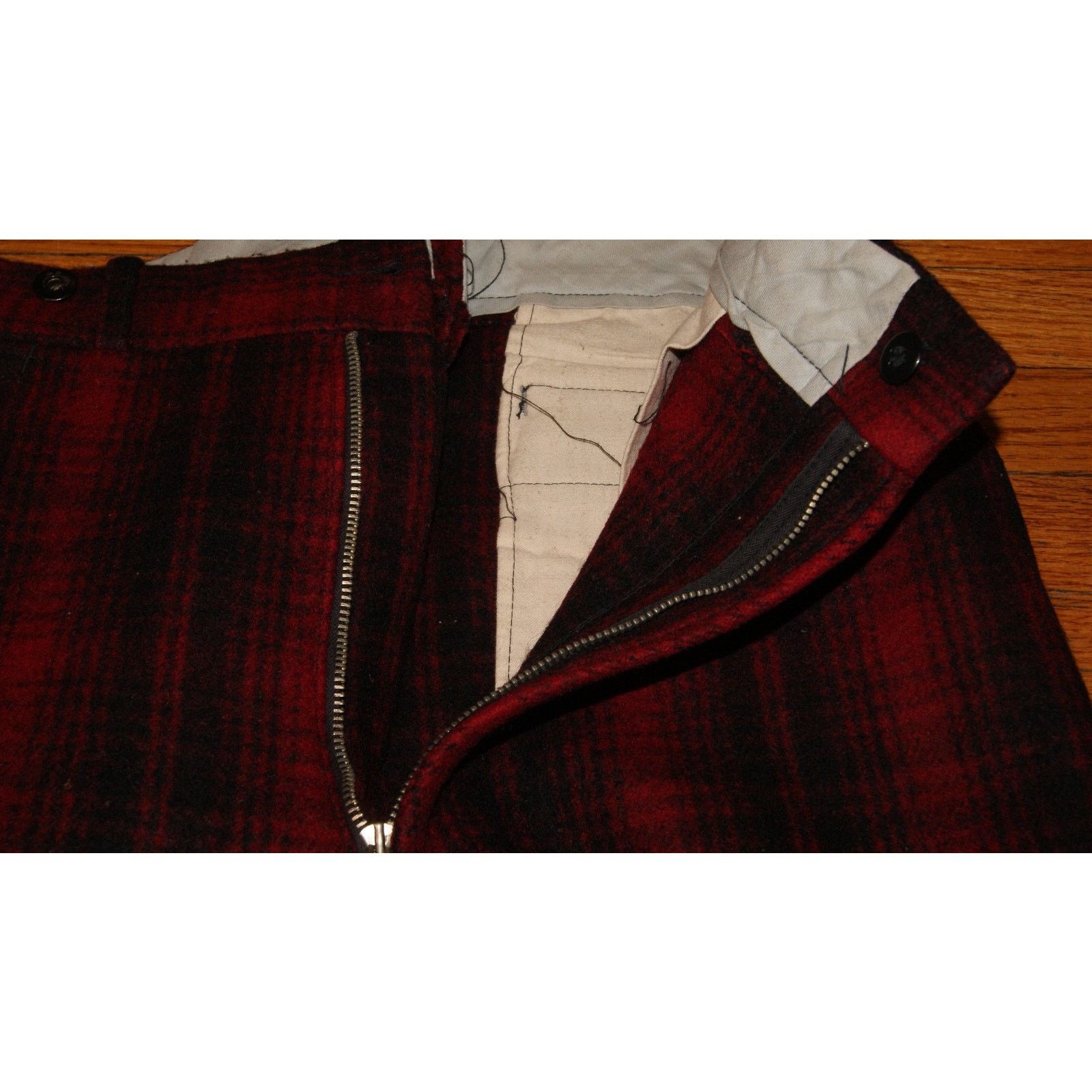 Woolrich Woolen Mills VTG Woolrich Wool Pants Mens 33x31 Red Black Double Knee Size US 33 - 8 Thumbnail