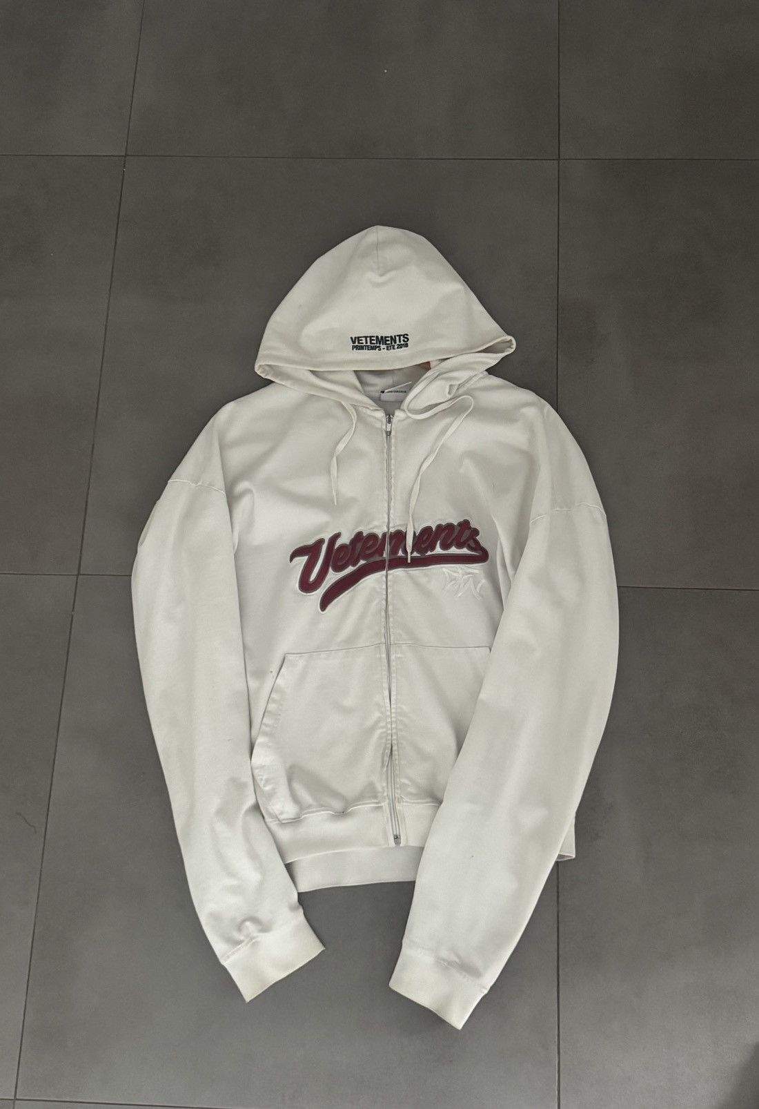 Vetements Vetements Bro Baseball Embroidered Logo Zip Hoodie | Grailed