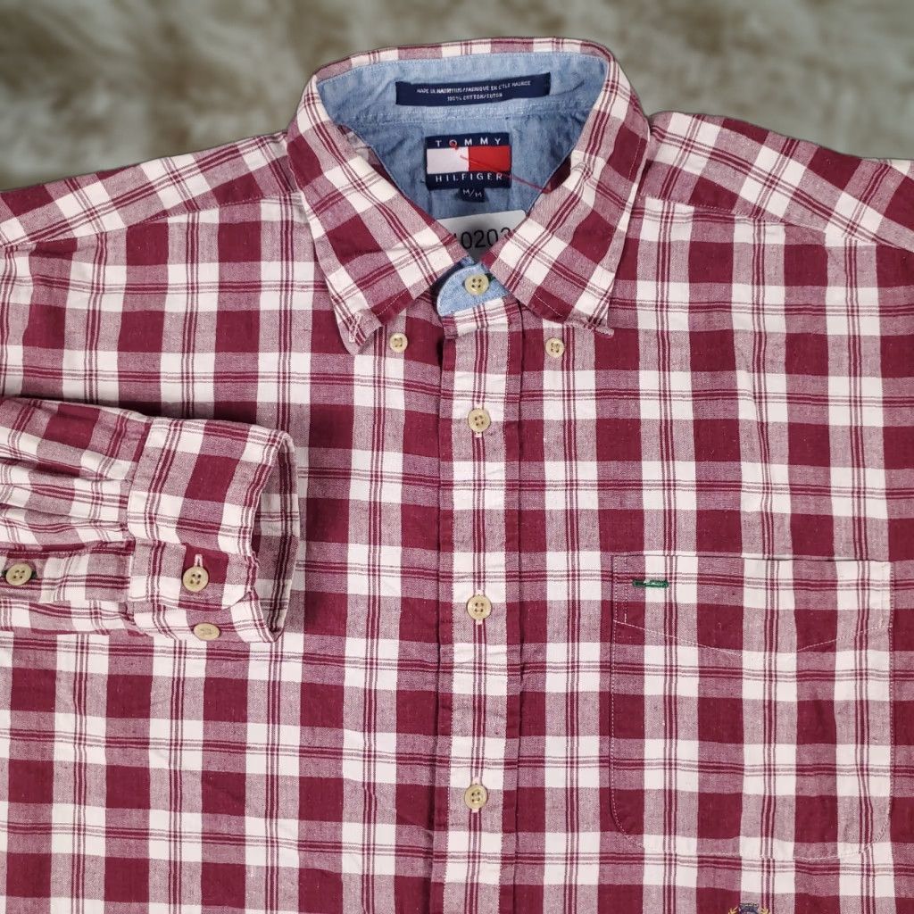 Tommy Hilfiger VINTAGE Tommy Hilfiger Shirt Men Medium Red Plaid Casual Button Up Long Sleeve Size US M / EU 48-50 / 2 - 1 Thumbnail