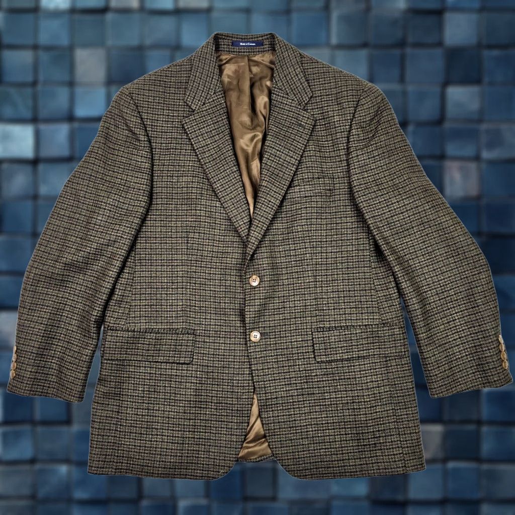 Ralph Lauren Vtg Chaps Ralph Lauren Wool Houndstooth Check Blazer Coat Men 42R Made Canada Size 42R - 1 Thumbnail