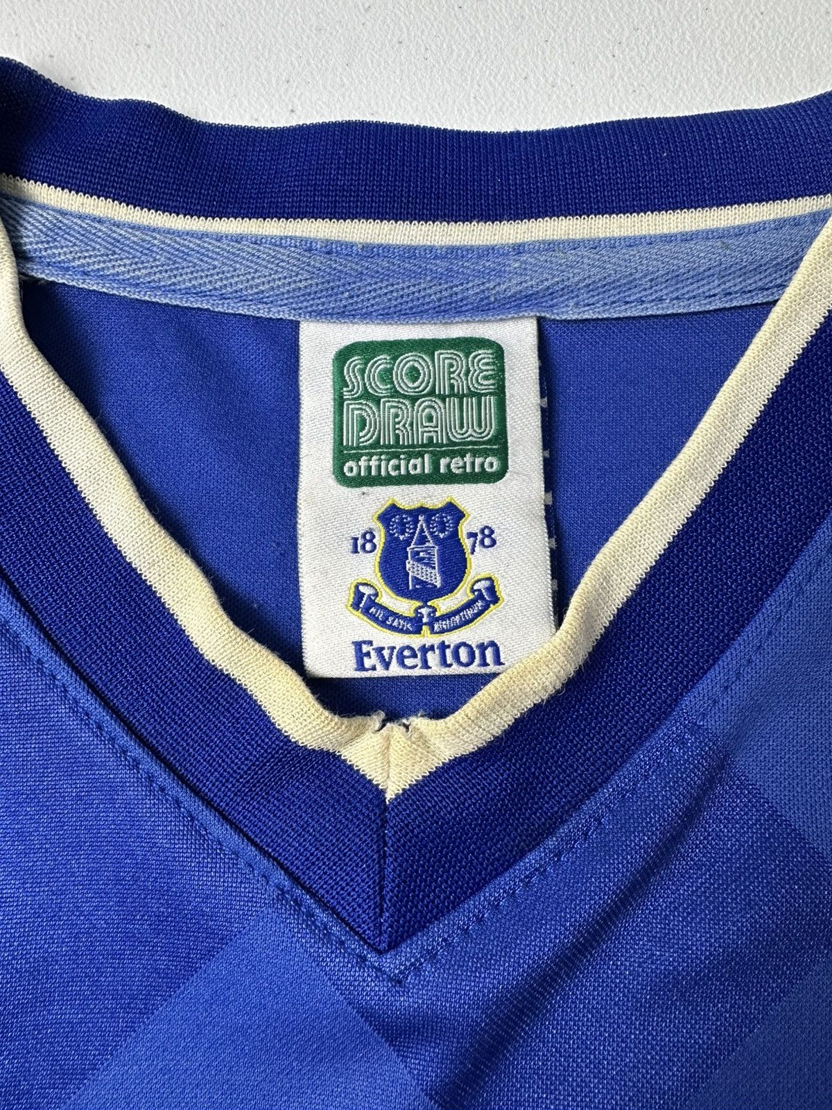 Vintage Vintage 90s Retro Score Draw Everton Soccer Jersey Size US XL / EU 56 / 4 - 8 Thumbnail