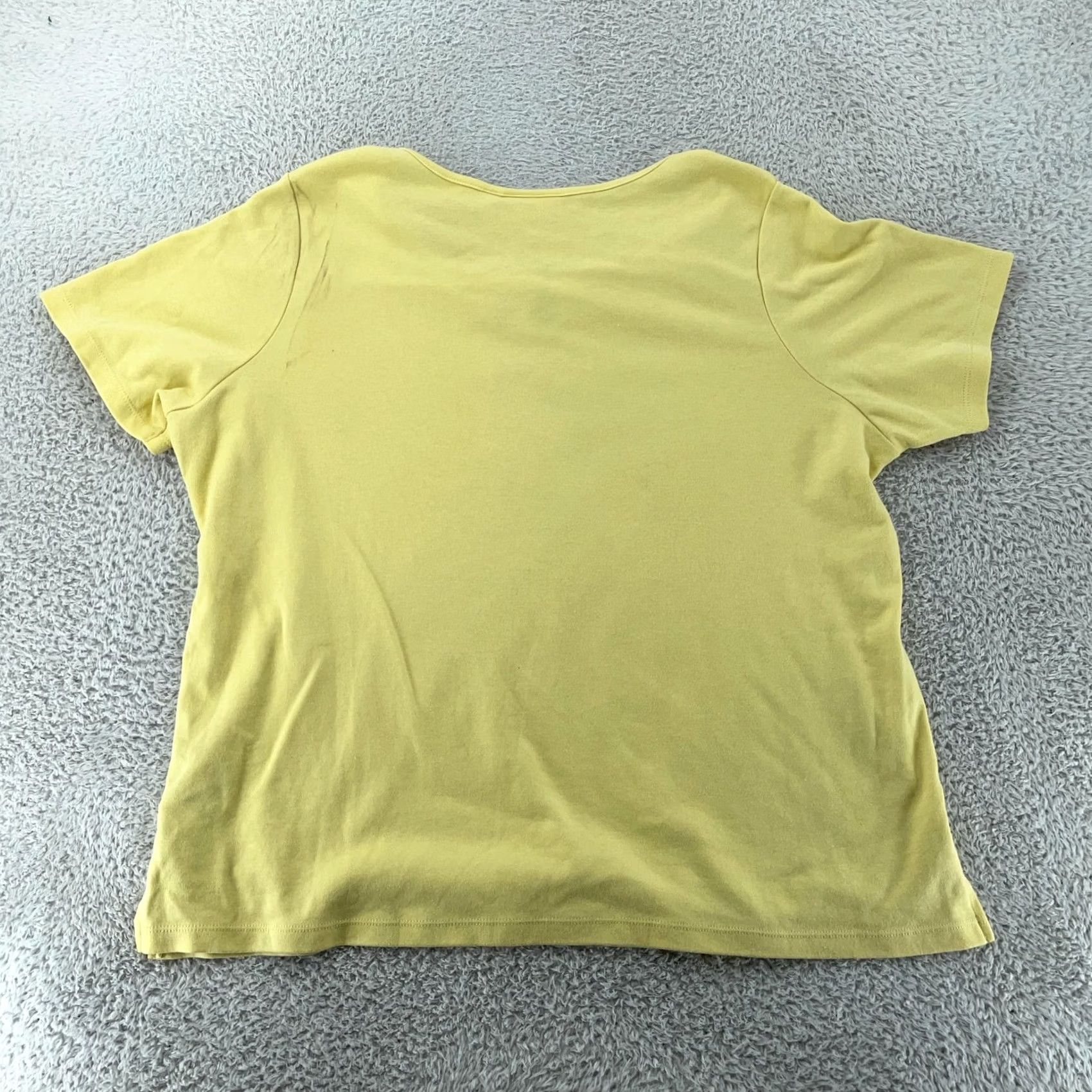 Quacker Factory Quacker Factory Shirt Womens XL Yellow Embellished Keyhole Cutout Scoop Neck Tee Rhinestone Accent Size XL / US 12-14 / IT 48-50 - 5 Thumbnail