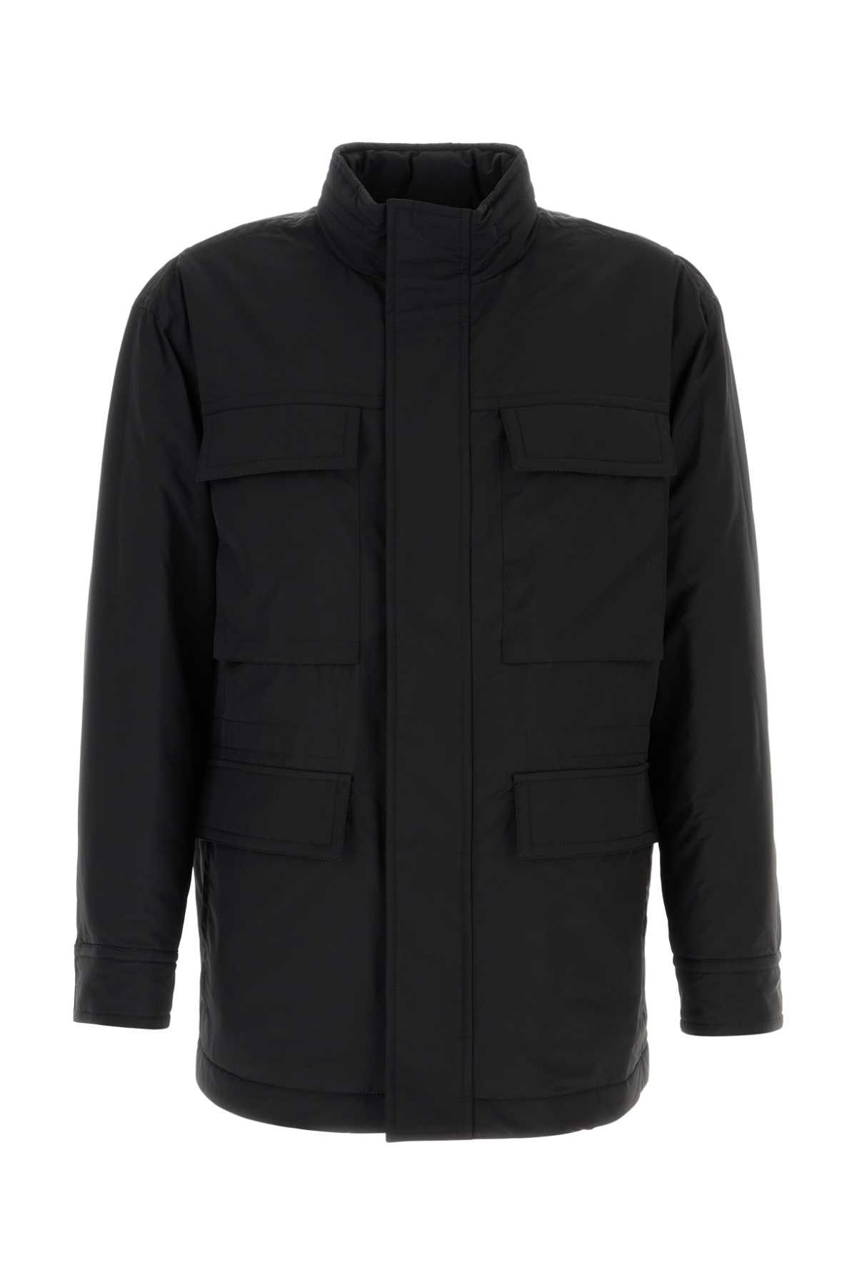 Salvatore Ferragamo Black Wool Blend Padded Jacket Size US L / EU 52-54 / 3 - 1 Thumbnail