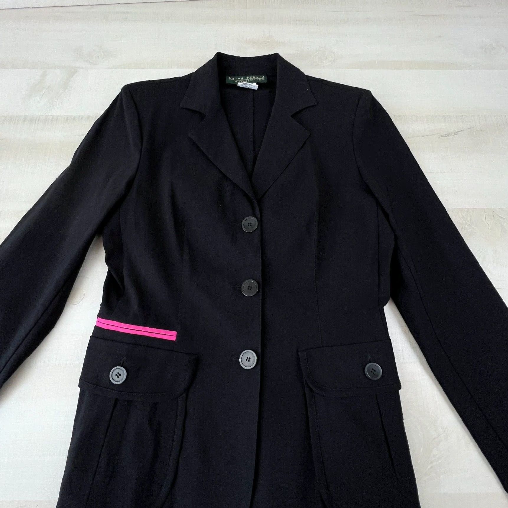 Vintage Harve Benard Womens Blazer Jacket Black with Pink Accent Size 10 Size L / US 10 / IT 46 - 2 Thumbnail