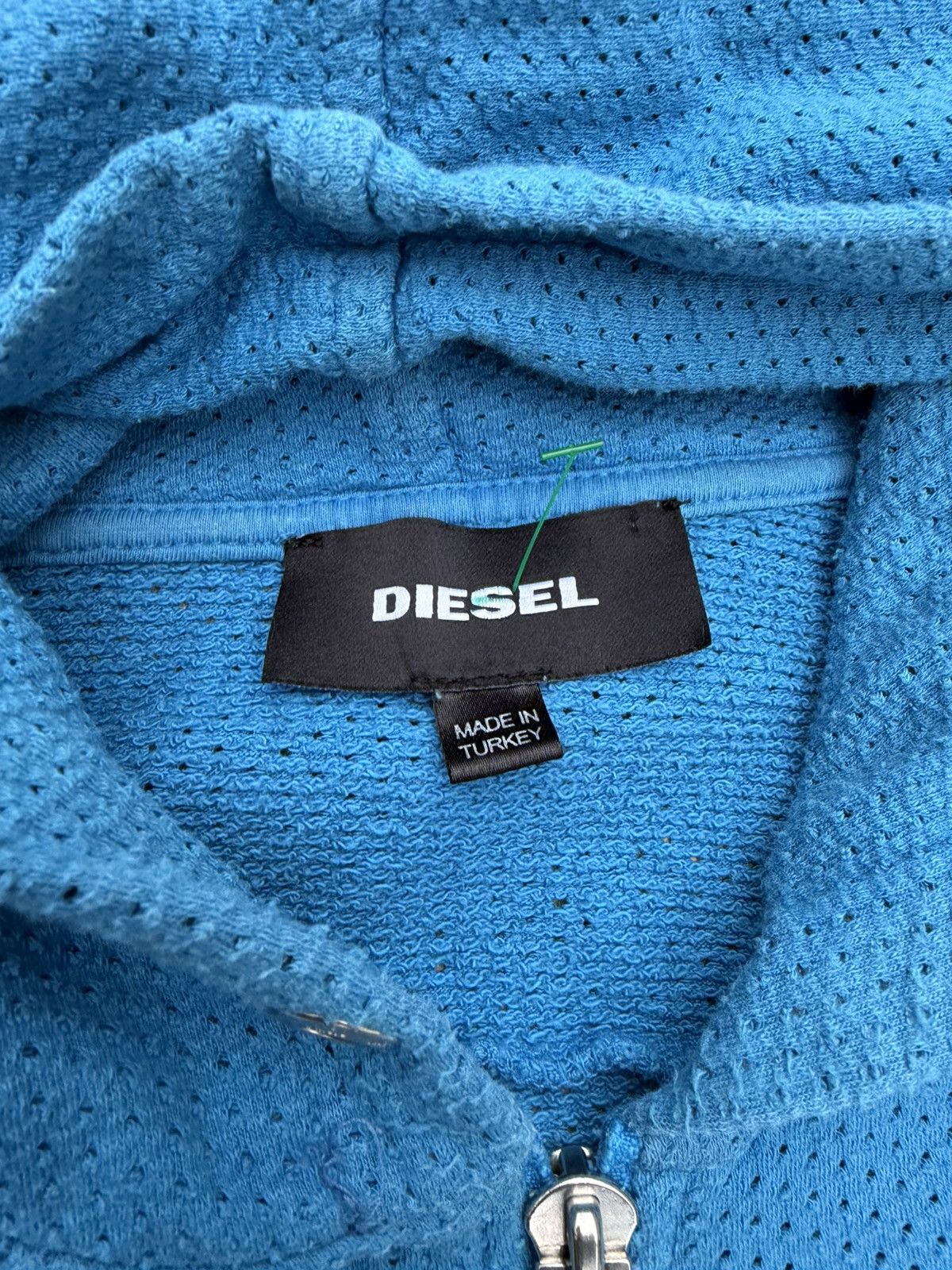 Diesel × Vintage Vintage Diesel Avant Garde Blue Mesh Hoodie Size L Size US L / EU 52-54 / 3 - 5 Thumbnail