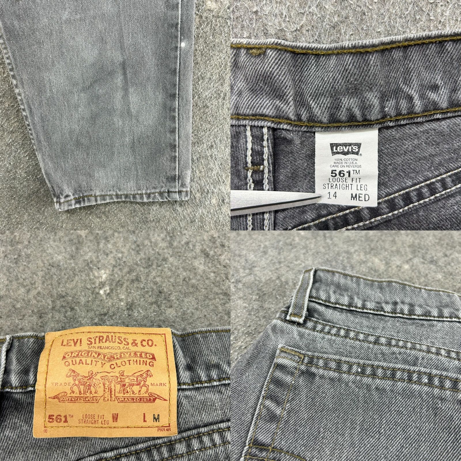 Levi's VINTAGE Levi's 561 Jeans Women 14 Black Light Wash Distressed 90s USA Retro Straight Jeans Mens? Women? Size 36" / US 14 / IT 50 - 8 Thumbnail