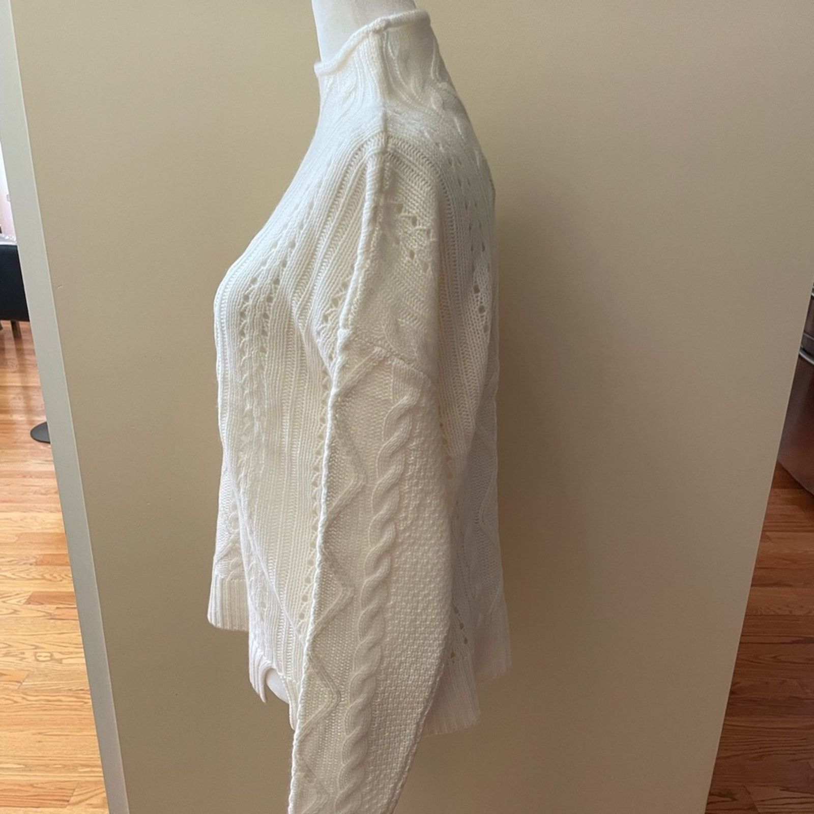 Elie Tahari Funnel Neck Cable Knitted Cashmere Sweater from ELIE TAHARI Size L / US 10 / IT 46 - 3 Thumbnail