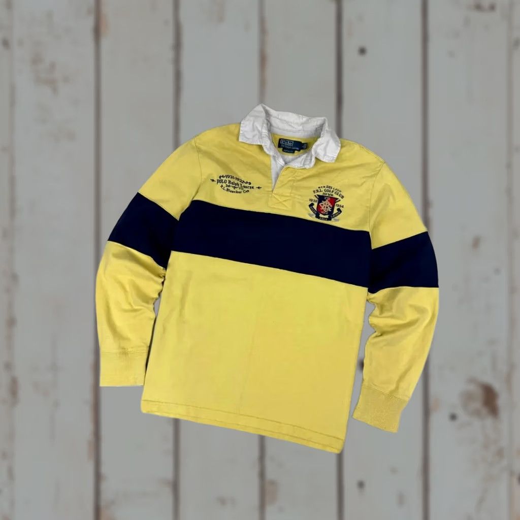 Polo Ralph Lauren VINTAGE Polo Ralph Lauren Rugby Striped Shirt Polo Shirt Men L Yellow Size US L / EU 52-54 / 3 - 1 Thumbnail