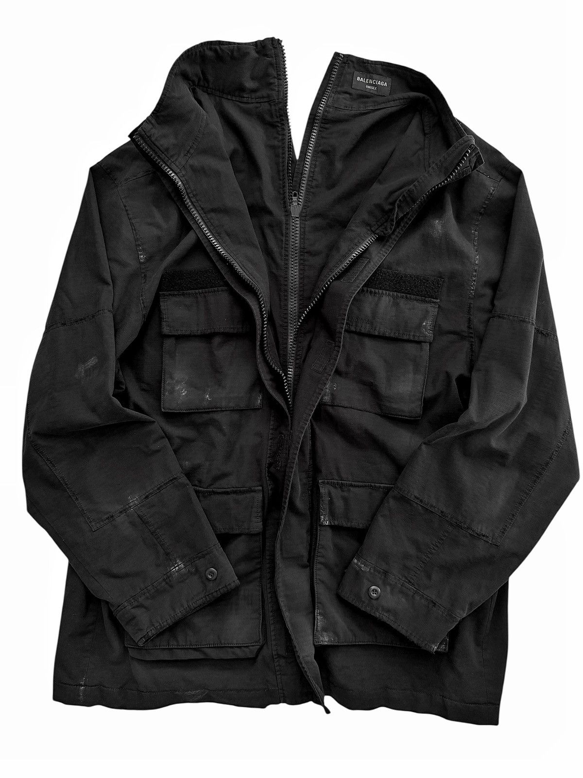 Balenciaga $4,690 Mud Show Double Sided Front Zip Military Parka Size US XXL / EU 58 / 5 - 1 Thumbnail