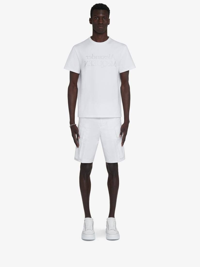 Alexander McQueen o1w1db10725 Reflected Logo T-Shirt in White Size L / US 10 / IT 46 - 3 Thumbnail