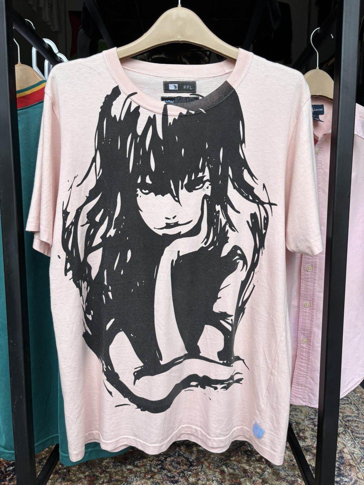 20471120 2000s Y2K Nychait Printed Face Girls Sketch Tee Size US L / EU 52-54 / 3 - 1 Thumbnail