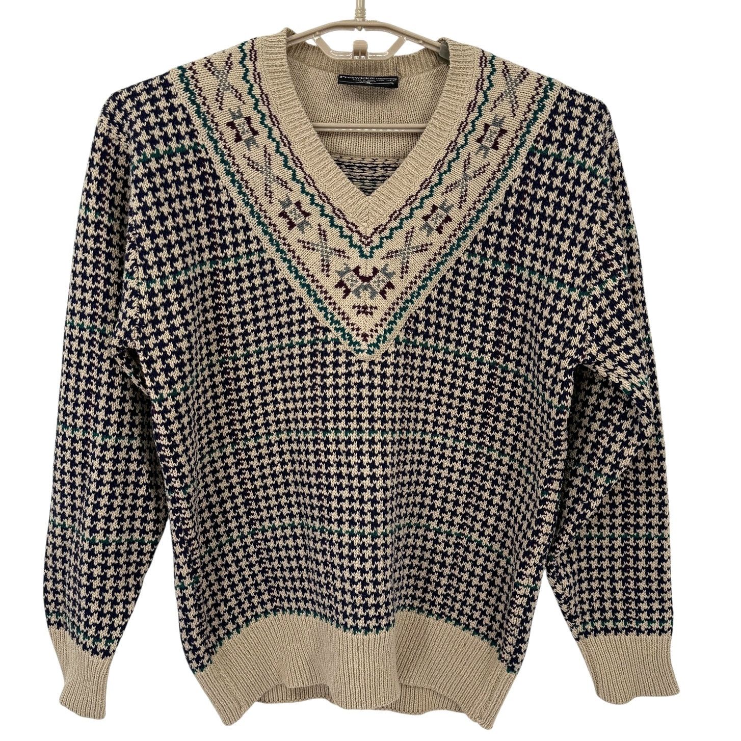 John Moore Preswick & Moore Vintage 100% Silk Houndstooth Sweater Small Size US S / EU 44-46 / 1 - 1 Thumbnail